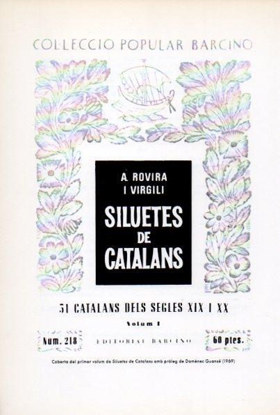 LAMINA V34632: Coberta del primer volum de Siluetes de Catalans any 1969, proleg Domenec Guanse