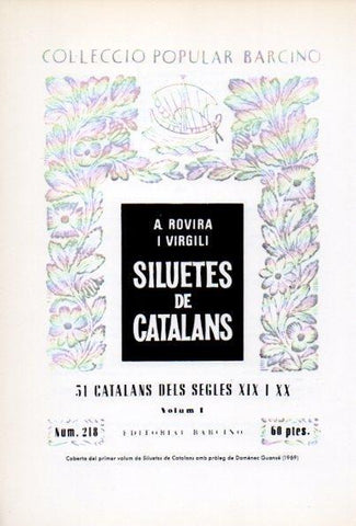 LAMINA V34632: Coberta del primer volum de Siluetes de Catalans any 1969, proleg Domenec Guanse