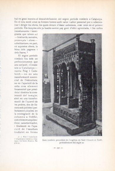 LAMINA V34588: Banc romanic de l'esglesia de Sant Climent Taull