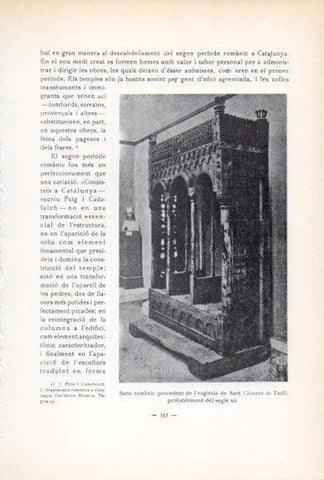 LAMINA V34588: Banc romanic de l'esglesia de Sant Climent Taull