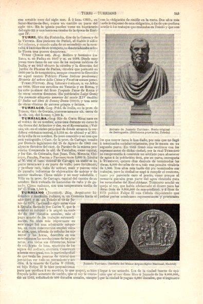LAMINA V34754: Juanelo Turriano busto y monedas