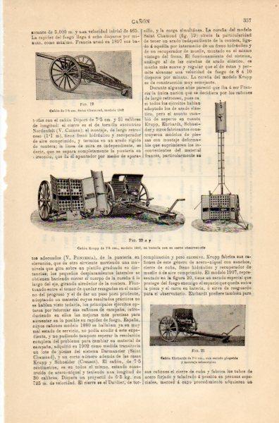 LAMINA V35106: Cañon Krupp de 7,5 cm en bateria