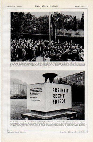 LAMINA V35053: Jardin del palacio de Schaumburg en mayo 1956 y plaza de la Cancilleria, Berlin