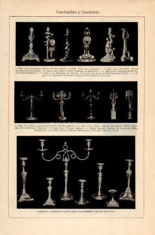 LAMINA V35073: Candelabro y Candelero varios