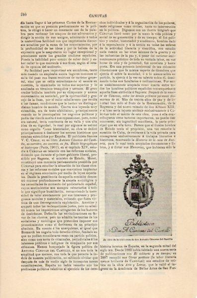 LAMINA V35097: Ex libris biblioteca Antonio Canovas del Castillo