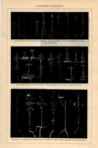 LAMINA V35074: Candeleros y candelabros goticos