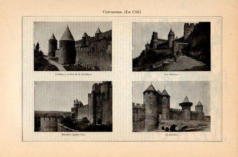 LAMINA V35177: El castillo de Carcasona, Francia