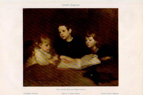 LAMINA V35284: Niños mirando libros por E. Carriere