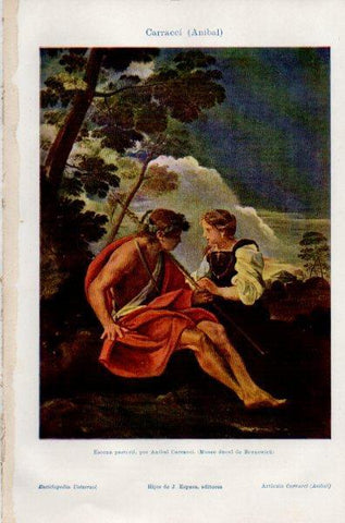 LAMINA V35298: Escena pastoril por Anibal Carracci