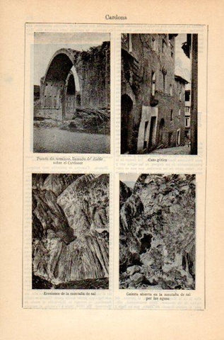 LAMINA V35210: Calle, puente y montaña en Cardona, Barcelona