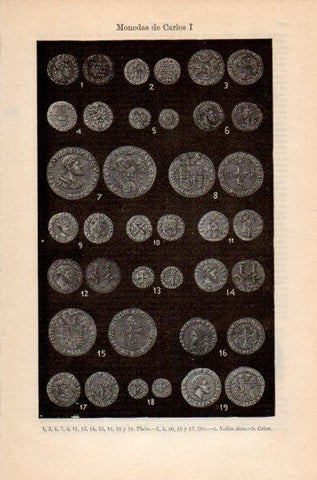 LAMINA V35235: Monedas de Carlos I