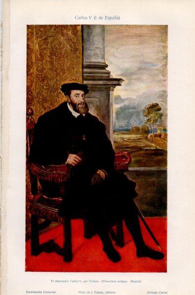 LAMINA V35238: Emperador Carlos V por Ticiano