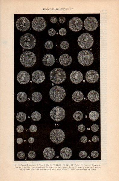 LAMINA V35232: Monedas de Carlos IV