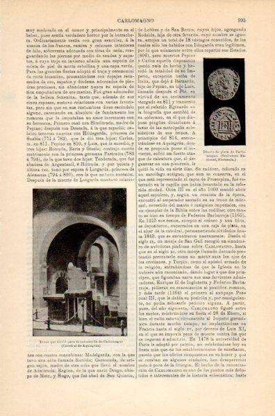 LAMINA V35217: Trono de coronacion y monedas de Carlomagno