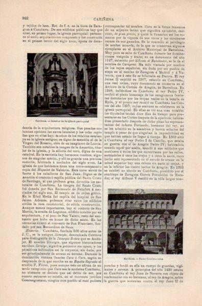 LAMINA V35222: Ayuntamiento e interior iglesia de Cariñena
