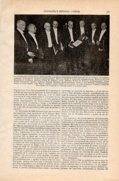 LAMINA V35037: Galardonados de los premios Nobel en 1956