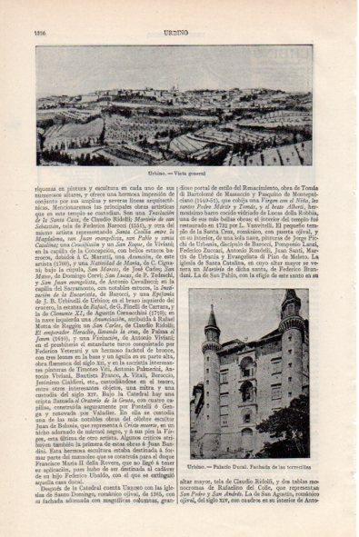 LAMINA V34852: Vista y Palacio Ducal en Urbino