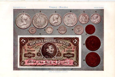 LAMINA V34876: Monedas de Uruguay