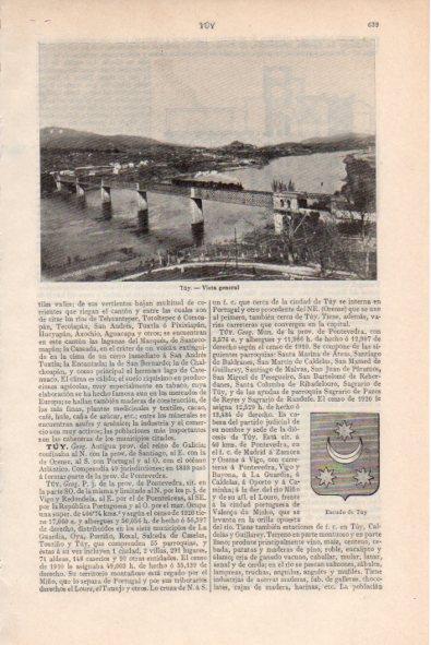 LAMINA V34769: Vista y escudo de Tuy, Pontevedra