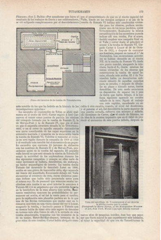 LAMINA V34759: Plano de la tumba y sarcofago de Tutankamon