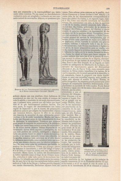 LAMINA V34762: Estatua y cilindros de Tutankamon