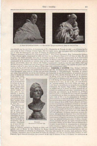 LAMINA V34787: Busto Cardenal Celesia y Maternidad por Antonio Ugo