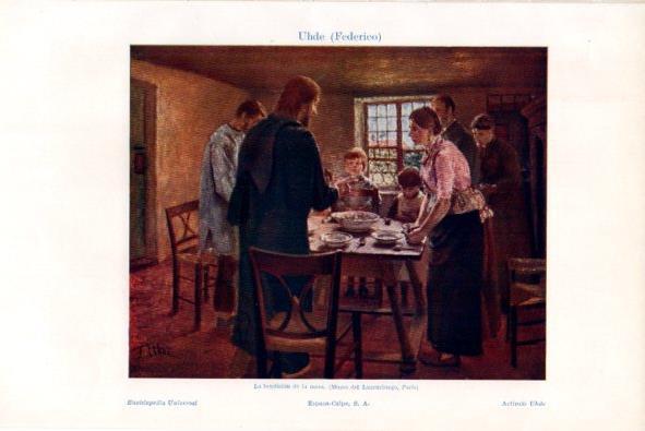 LAMINA V34815: La bendicion de la mesa por F. Uhde