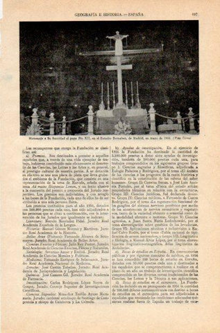 LAMINA V34980: Homenaje al Papa Pio XII en Estadio Bernabeu en 1956