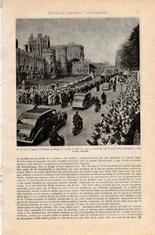 LAMINA V35002: Mariscal Bulganin y Kruschev en visita al castillo de Windsor