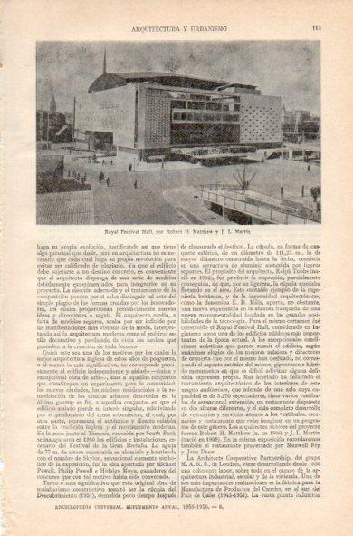 LAMINA V34902: Royal Festival Hall por R. H. Matthew y J. L. Martin