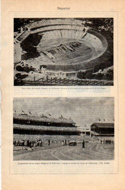 LAMINA V34958: Vista aerea estadio olimpico de Melbourne en Juegos Olimpicos