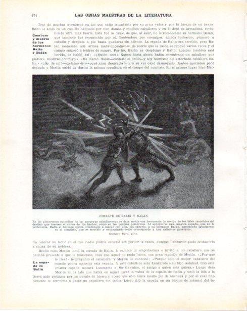 LAMINA V34422: Combate de Balin y Balan por Gustavo Dore