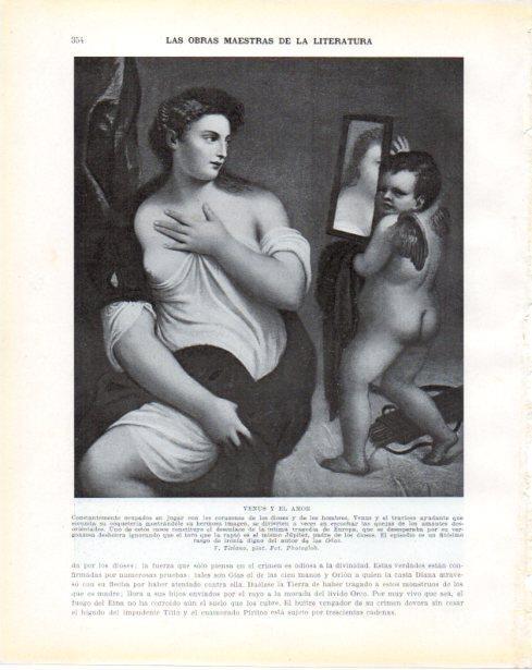 LAMINA V34357: Venus y el Amor por Tiziano