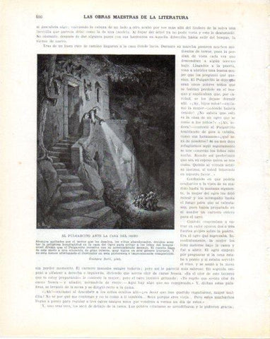 LAMINA V34381: El Pulgarcito ante la casa del lobo por Gustavo Dore