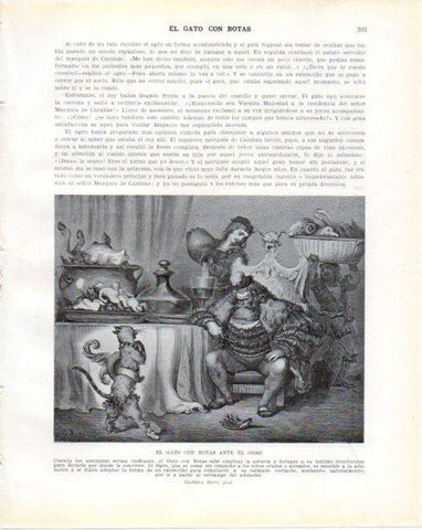 LAMINA V34377: El Gato con Botas ante el ogro por G. Dore