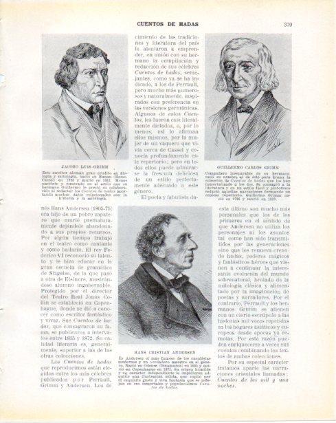 LAMINA V34370: Jacobo L. Grimm, Guillermo C. Grimm y Hans C. Andersen