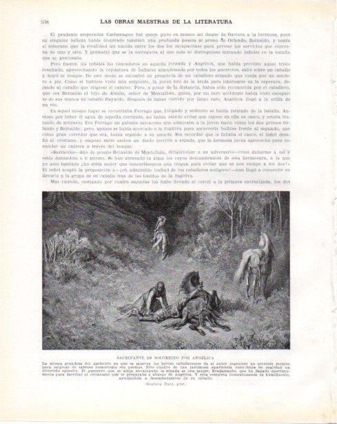 LAMINA V34453: Sacripante es socorrido por Angelica por Gustavo Dore