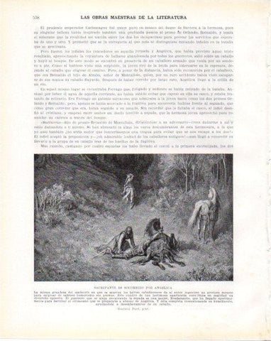 LAMINA V34453: Sacripante es socorrido por Angelica por Gustavo Dore