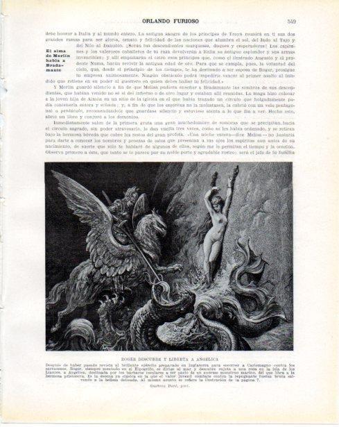 LAMINA V34462: Roger descubre y liberta a Angelica por Gustavo Dore