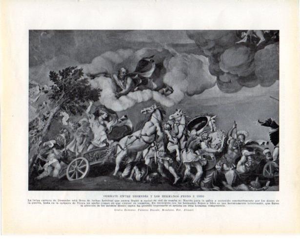 LAMINA V34224: Combate entre Diomedes y los hermanos Fegeo e Ideo por Giulio Romano