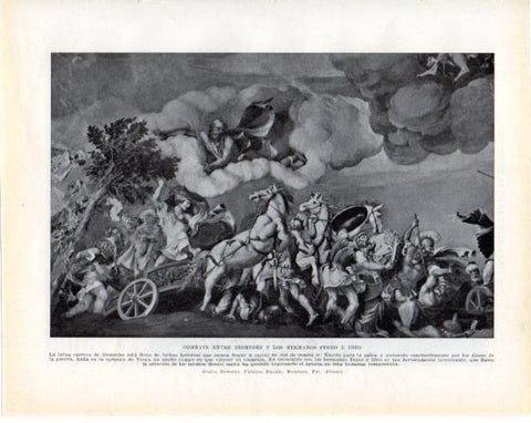 LAMINA V34224: Combate entre Diomedes y los hermanos Fegeo e Ideo por Giulio Romano