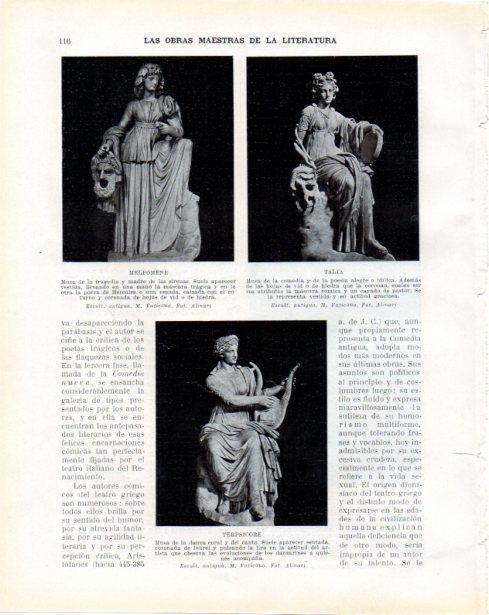LAMINA V34214: Melpomene, Talia y Terpsicore esculturas Museo Vaticano