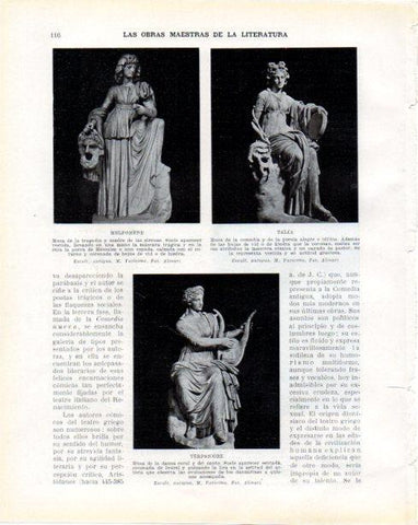 LAMINA V34214: Melpomene, Talia y Terpsicore esculturas Museo Vaticano