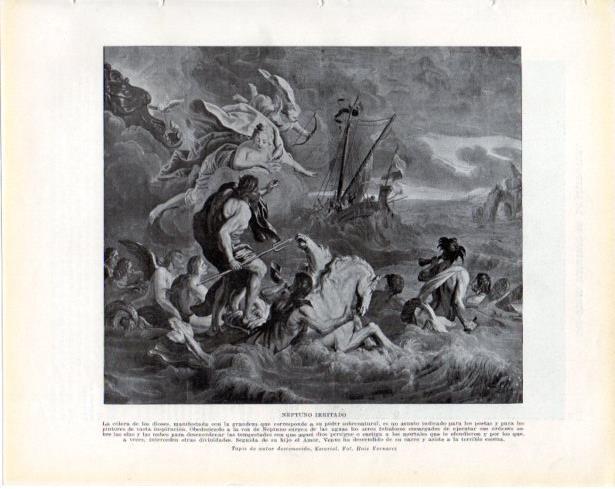 LAMINA V34229: Neptuno irritado tapiz autor desconocido