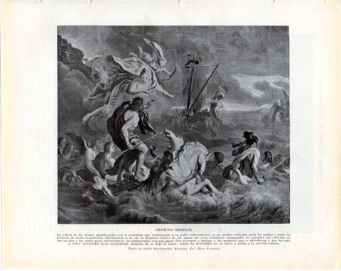 LAMINA V34229: Neptuno irritado tapiz autor desconocido