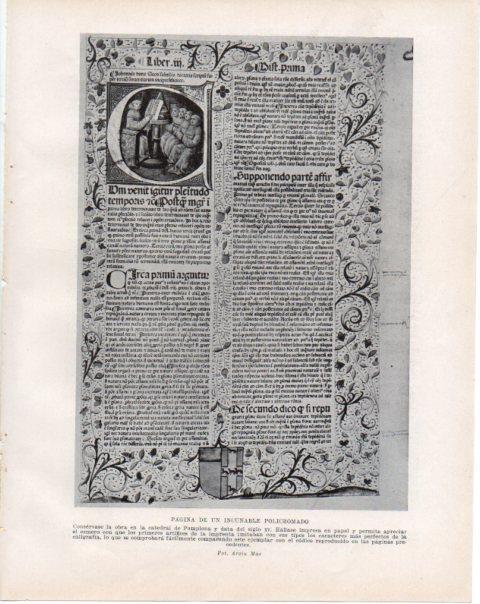 LAMINA V34175: Pagina de un incunable policromado, Catedral de Pamplona