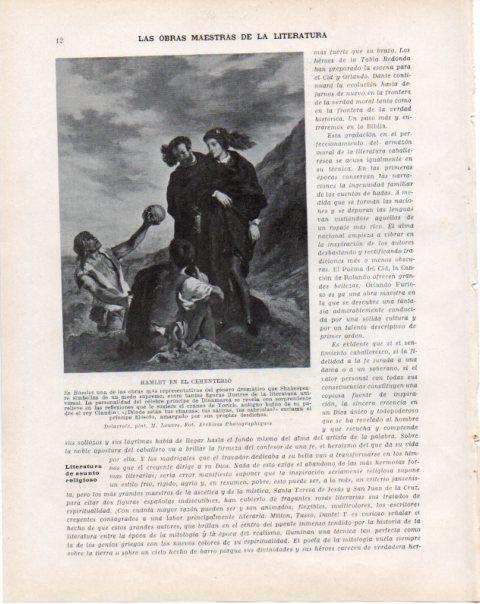 LAMINA V34168: Hamlet en el cementerio por Delacroix