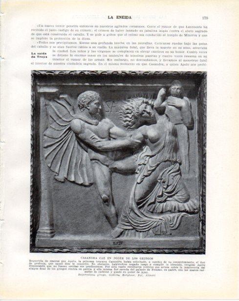 LAMINA V34256: Casandra cae en poder de los griegos bajorrelieve griego, Galeria Borghese